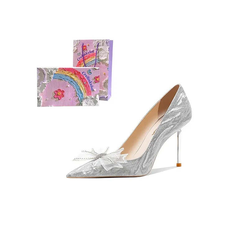 Crelinkxlat Slim Heel Box Dinner Show Wedding Beginner Girlfriend High Heels Women's