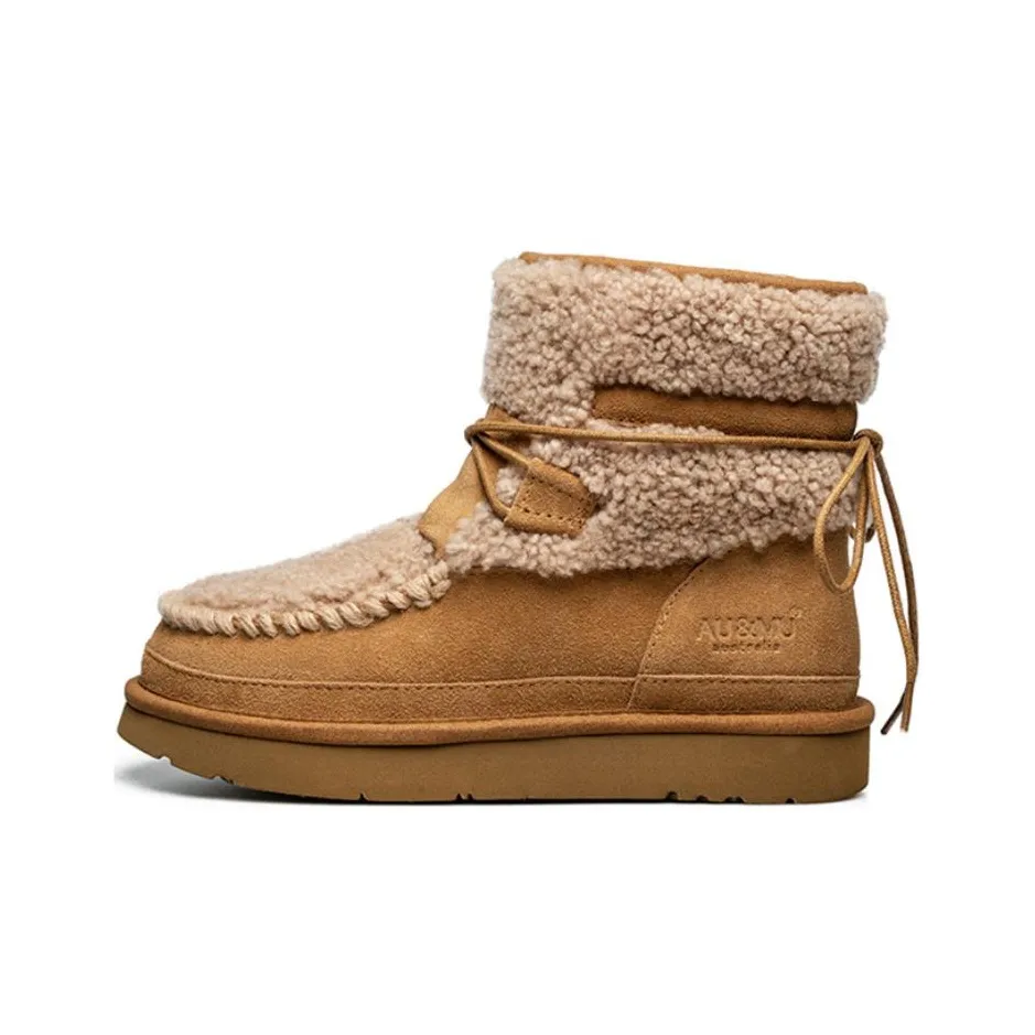 AU MU Термические 14 см Снежные ботинки 2,5 см Женские Коричневые