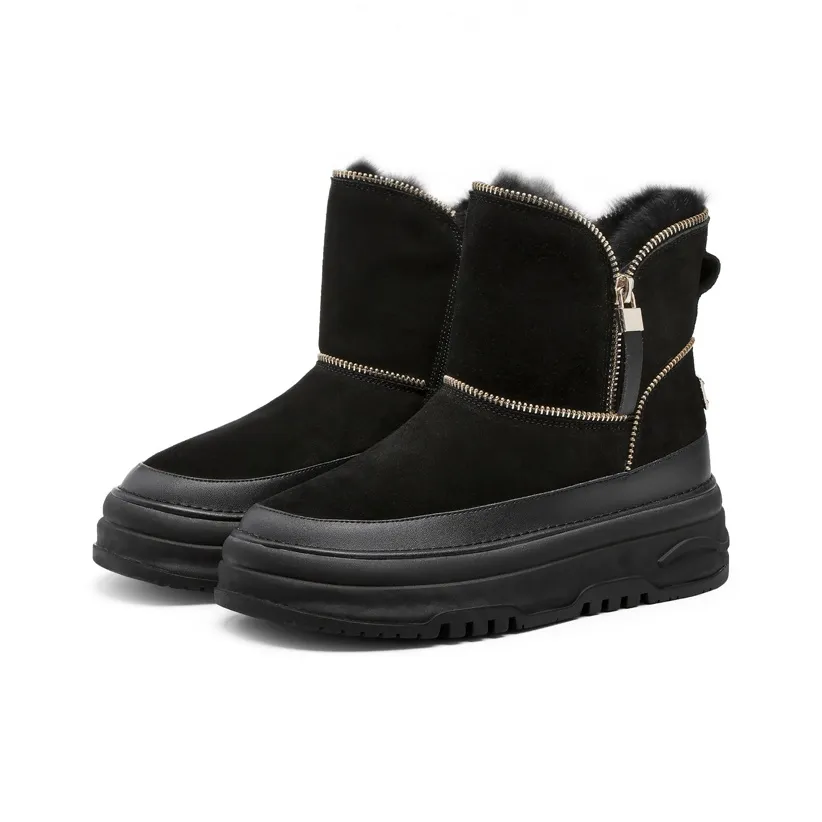 Suan Ba Hui Warm Water-Resistant Wear-Resistant Height Increasing Slip-Resistant Coverage Short Snow Boots Women's