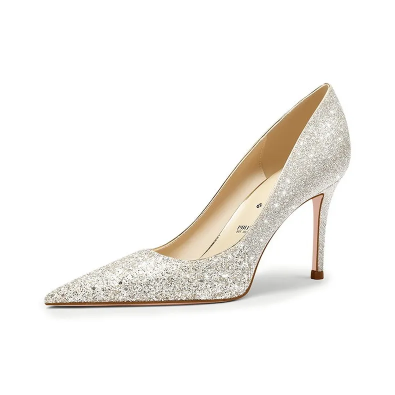 PJJUU Узкий каблук Высокие каблуки 8,5 см Женские Светло-золотой