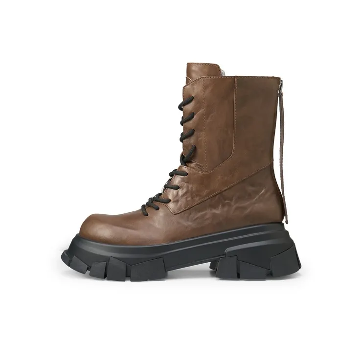 Lost In Echo Платформа с увеличенной высотой натуральная кожа круглый носок кружево вверх ботинки желтые женские