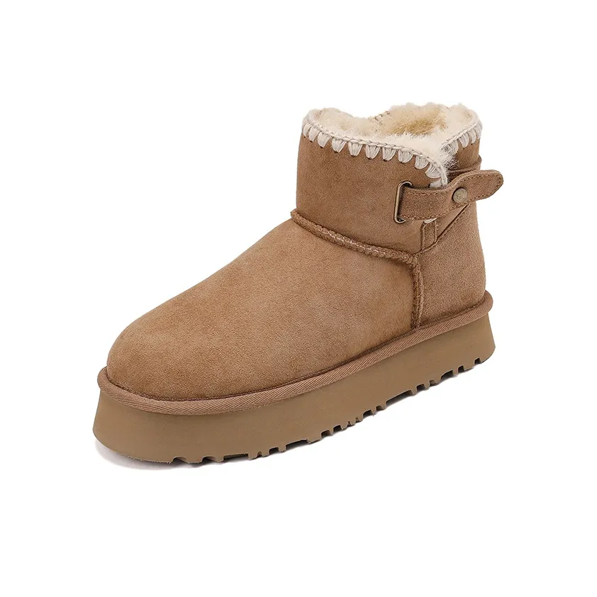 JIUXINGDAO Snow Boots Women's Chestnut/Antelope Brown