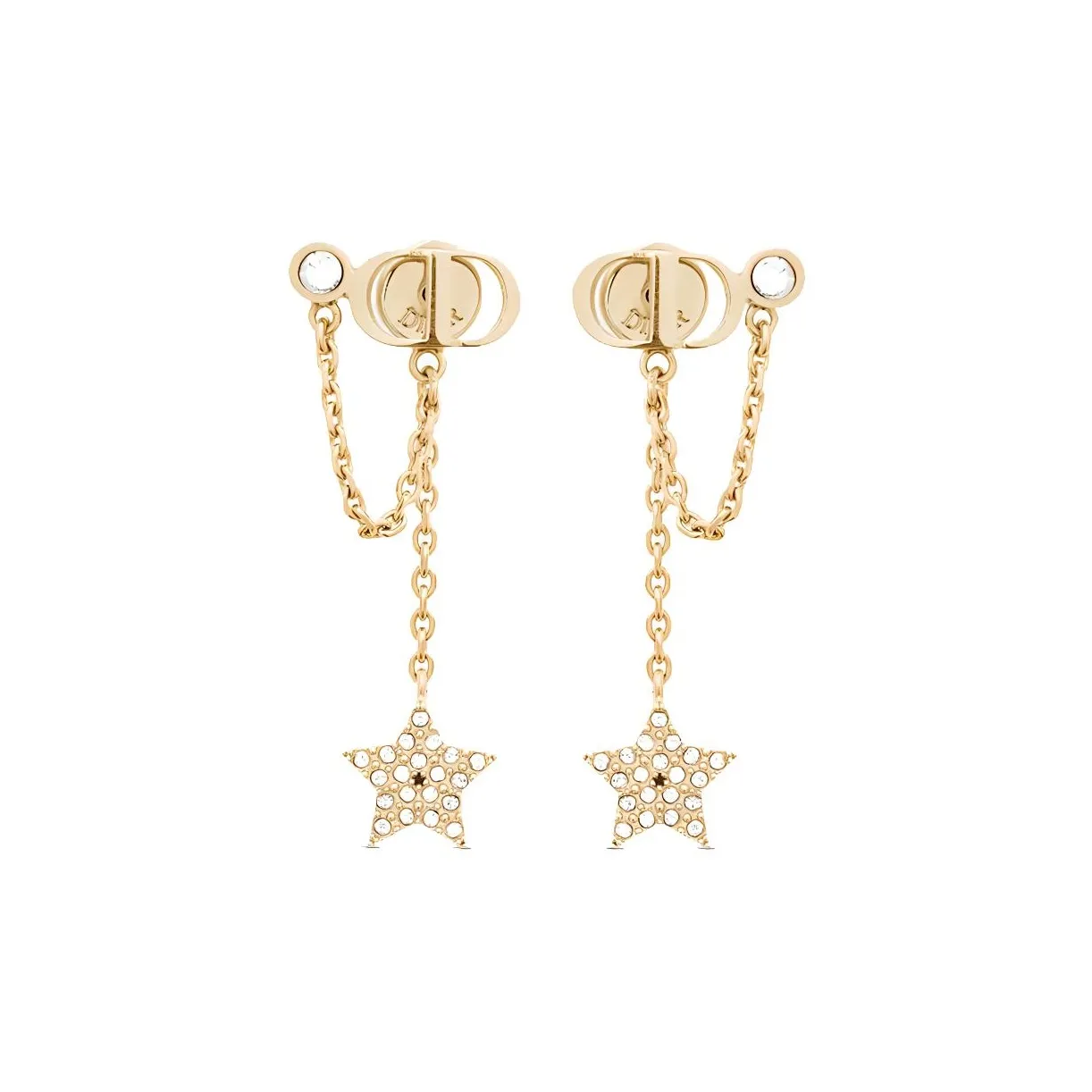 DIOR Faux Crystal Earrings Women's Gold