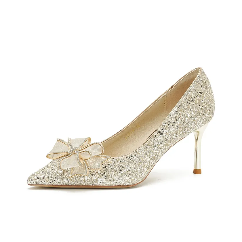 Lanza Узкий каблук Высокие каблуки Женские Шампанское