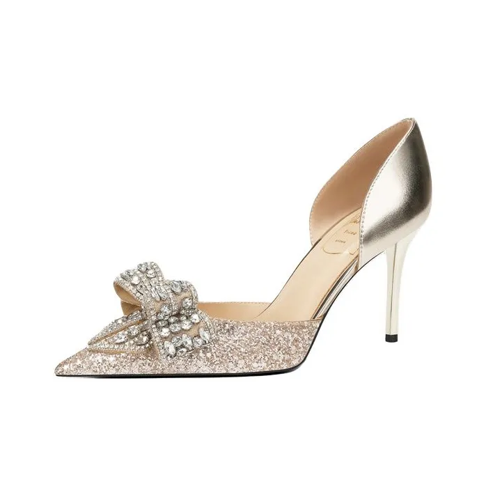 Zubumei Узкий каблук высокий каблук 8 см женский светло-золотой