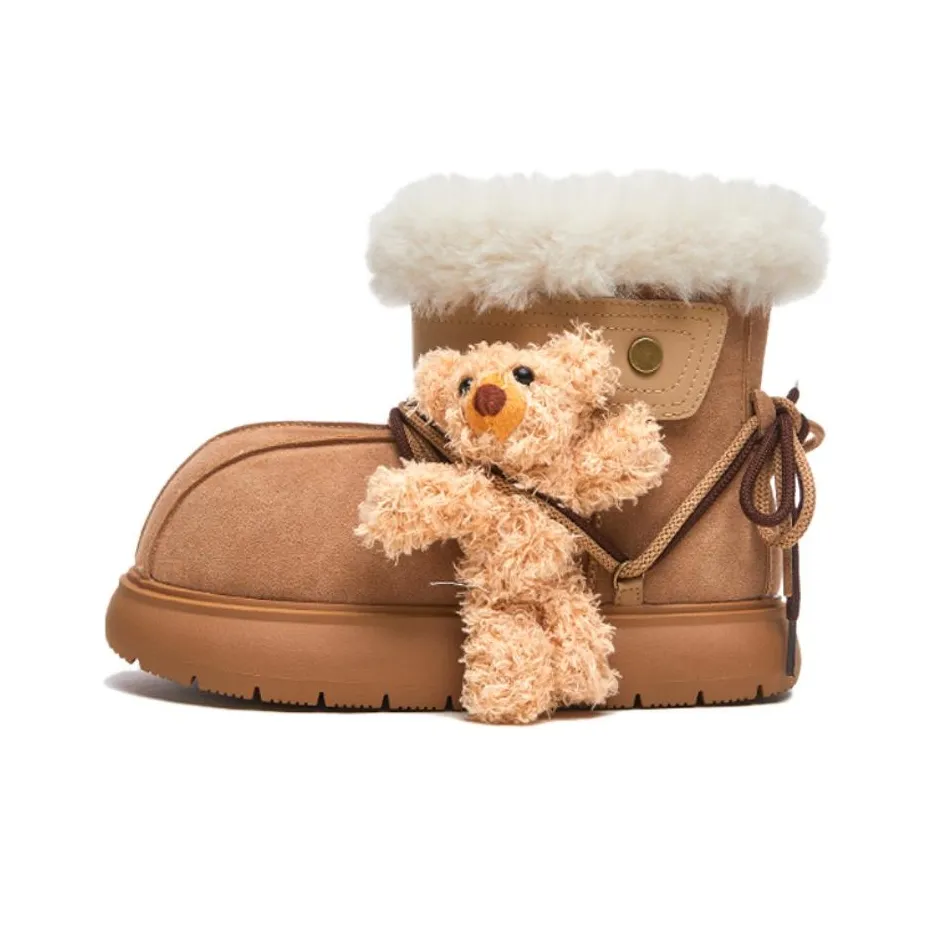 BENZI Warm Water-Resistant Wear-Resistant Height Increasing Slip-Resistant Coverage Short Snow Boots Women's