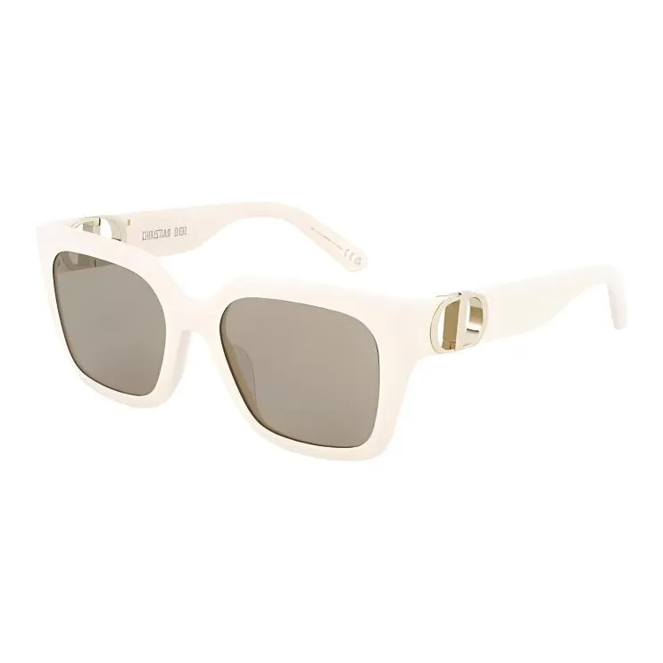 DIOR Plate Frame Metal Acetate Square Sunglasses Unisex Cream
