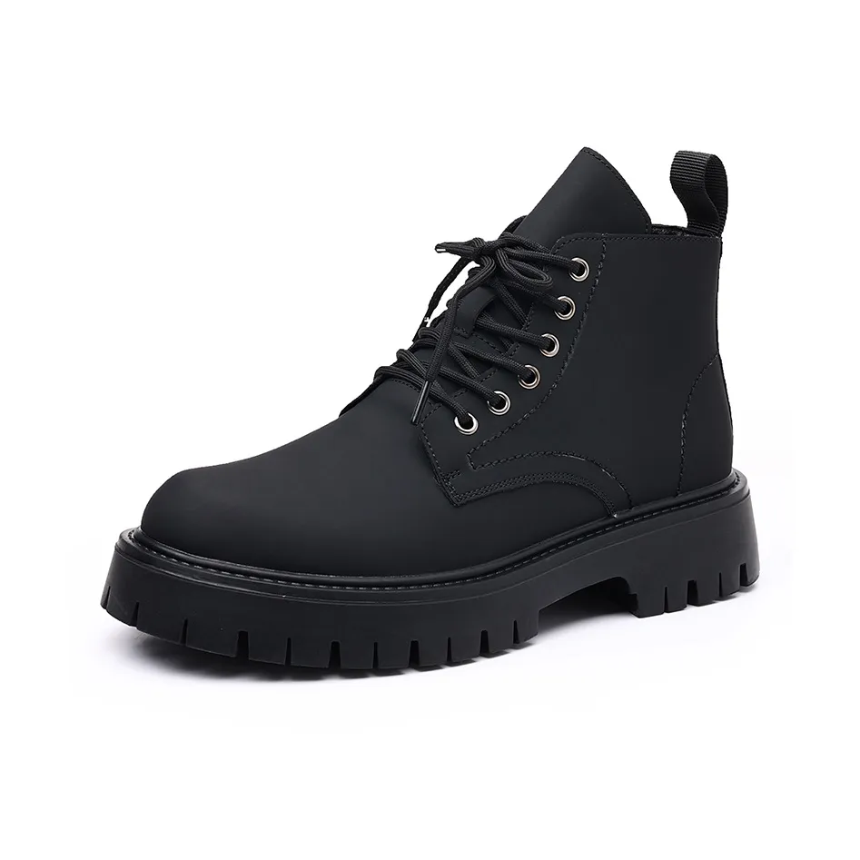 WEISHIBANGWEI Короткий Мартин Ботинок Средний Каблук Мужской Черный