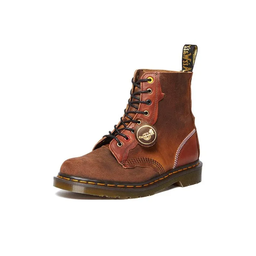 Dr. Martens 1460 Pascal Made In England Deadstock Leather Lace Up Boots 'Mid Brown'