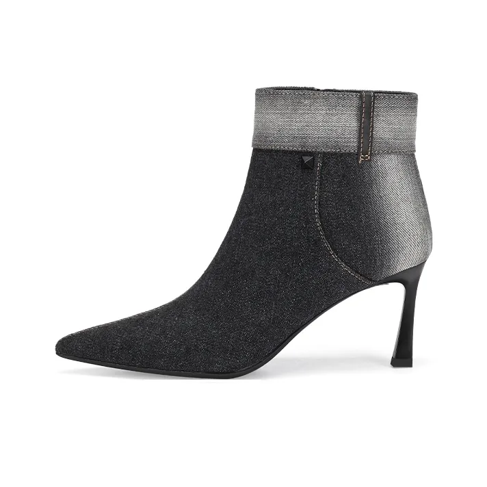 73Hours Eternal Love Denim Blue Ankle Boots 7.5cm Women's