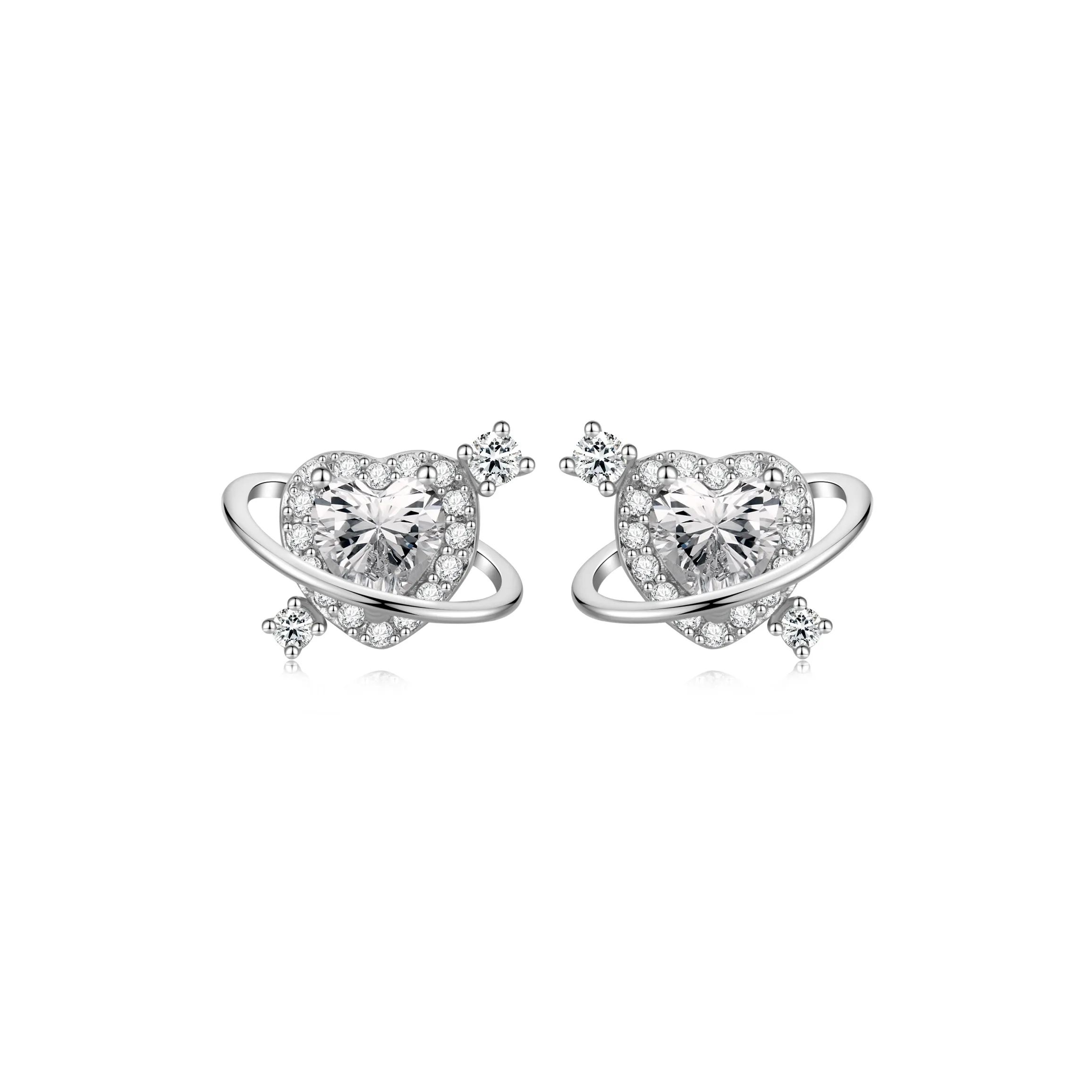 OUBI.YABI 925 Sterling Silver With White Gold Plating Zircon Stud Earrings Women's