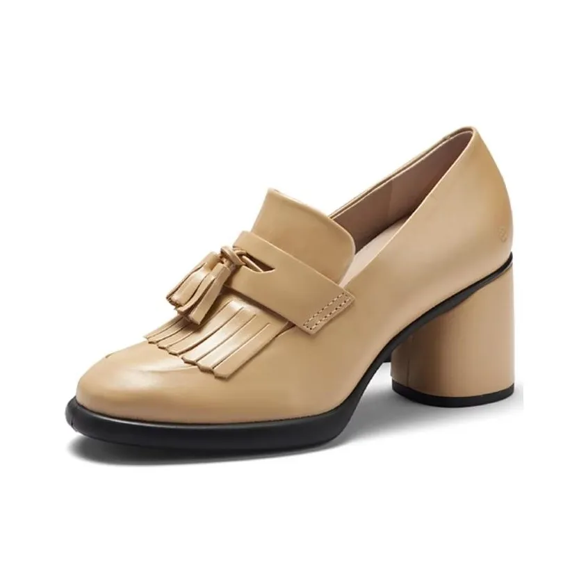 Ecco Chunky Heel High Heels 8cm Women's Beige Yellow