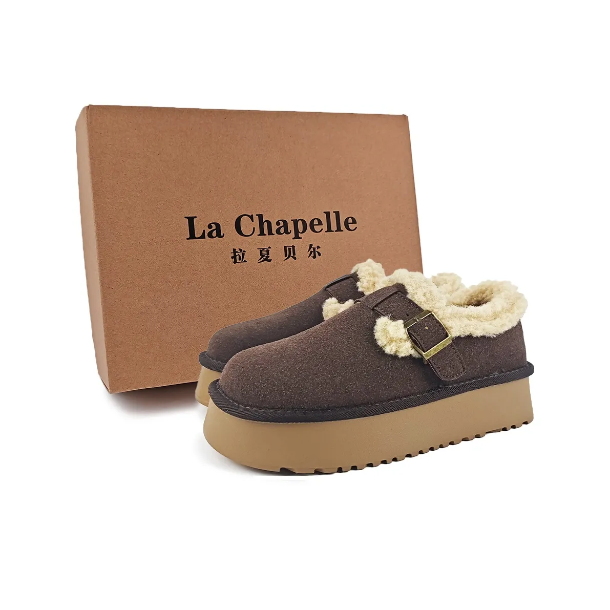 La Chapelle Устойчивые к истиранию с увеличенной длиной ботинок Ankle для сноуботинка Женские Коричневый