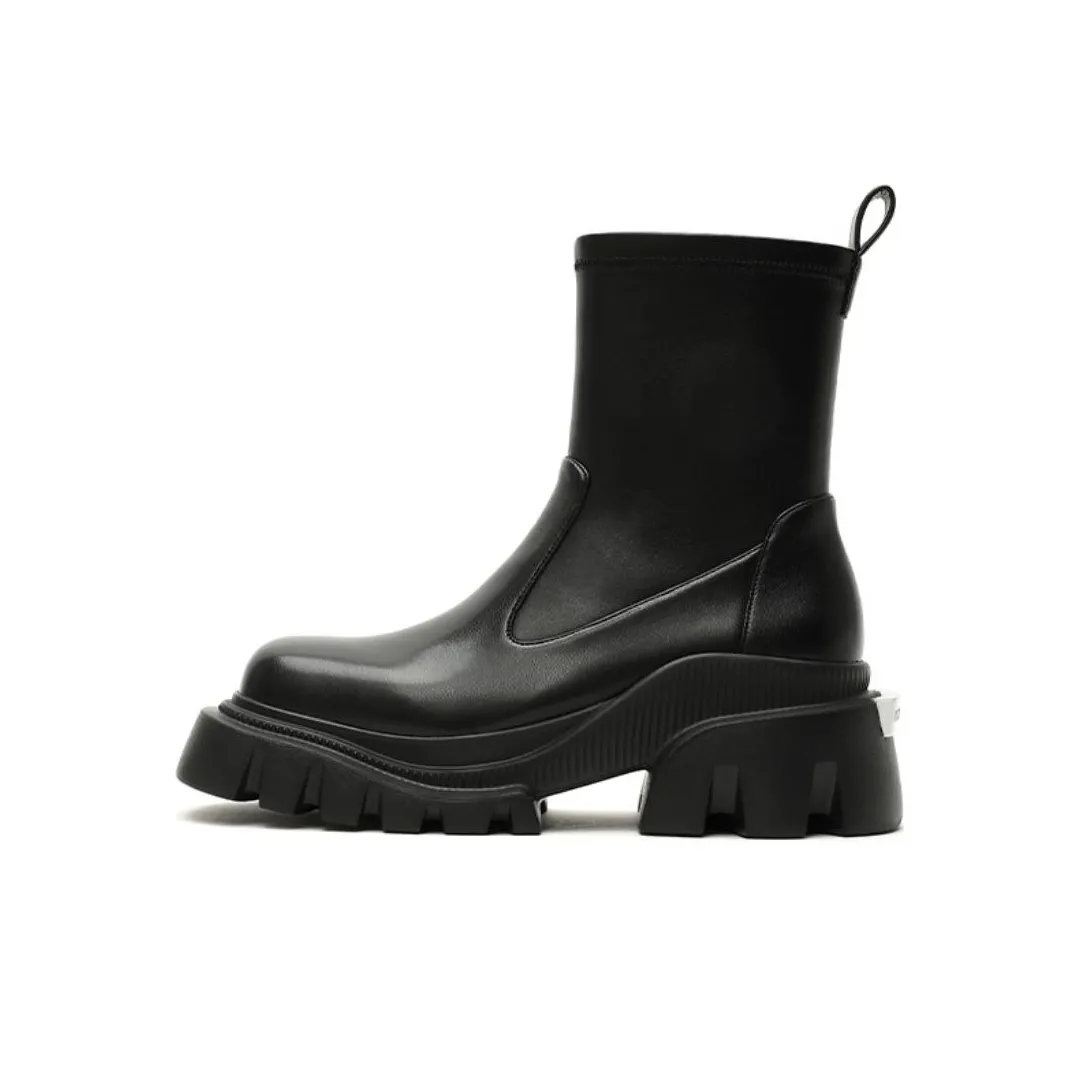 DAPHNE LAB Candy Series Ankle Boots 5.5cm Women's Black/Khaki