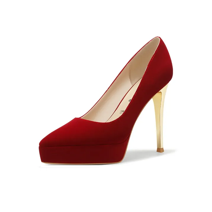 PJJUU Узкий каблук Высокие каблуки 12 см Женские Бургунди