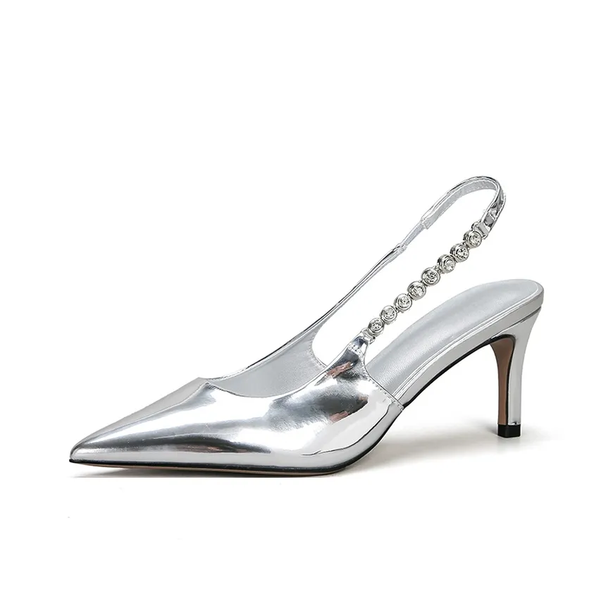 MCKP Узкий каблук Высокие каблуки 7 9 см Женские Глянцевый Серебряный