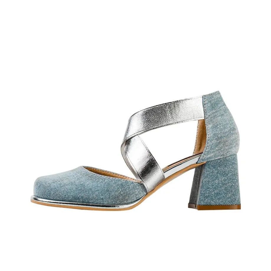 Wonderful Couple Грубый каблук Высокие каблуки 6 см Женские Джинсовый синий