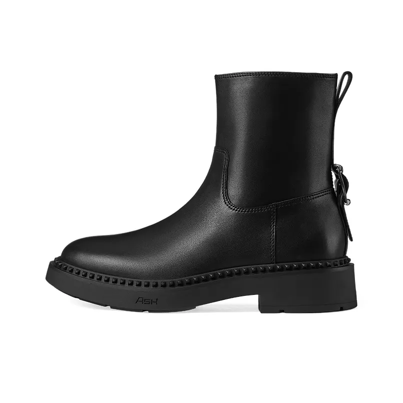 ASH MAGNUM Collection Genuine Leather Ankle Boots Women's Black