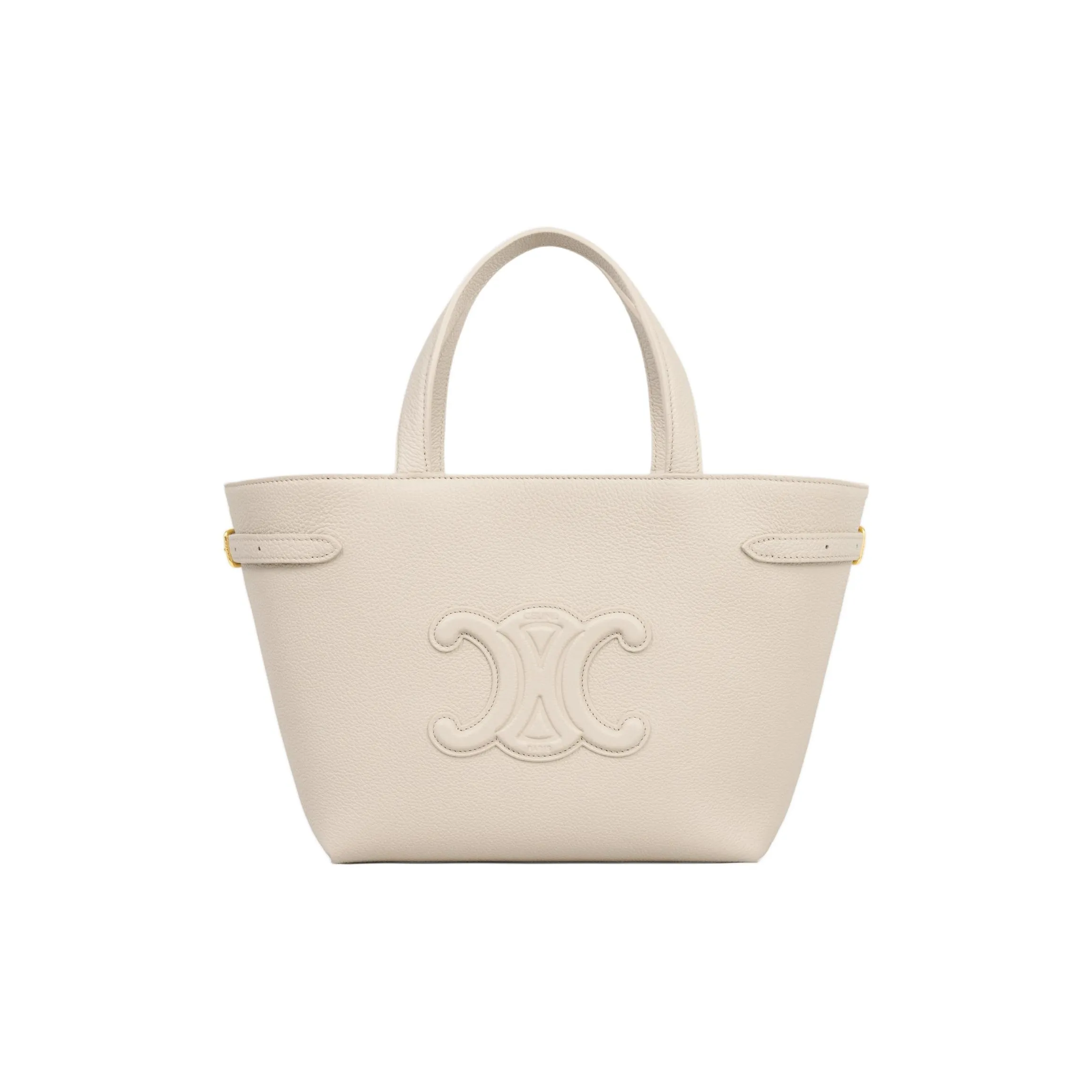 CELINE Cuir TriompheCabas Calfskin Tote Bag Shopping Bag Shoulder Bag Crossbody Bag Handbag Mini Women's Light Beige