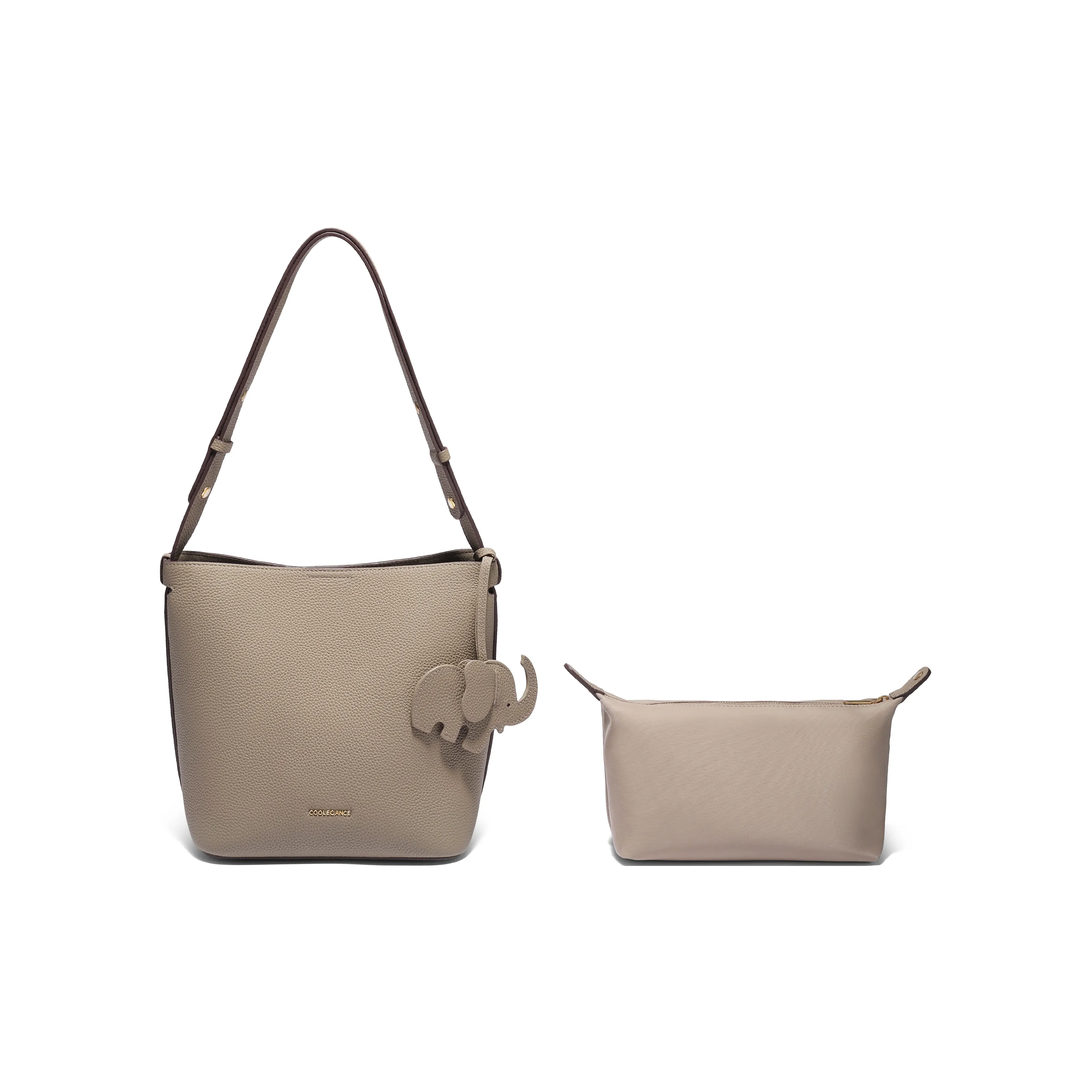 Белль Коровья кожа Ведрообразная сумка Сумка через плечо Женская Серого цвета