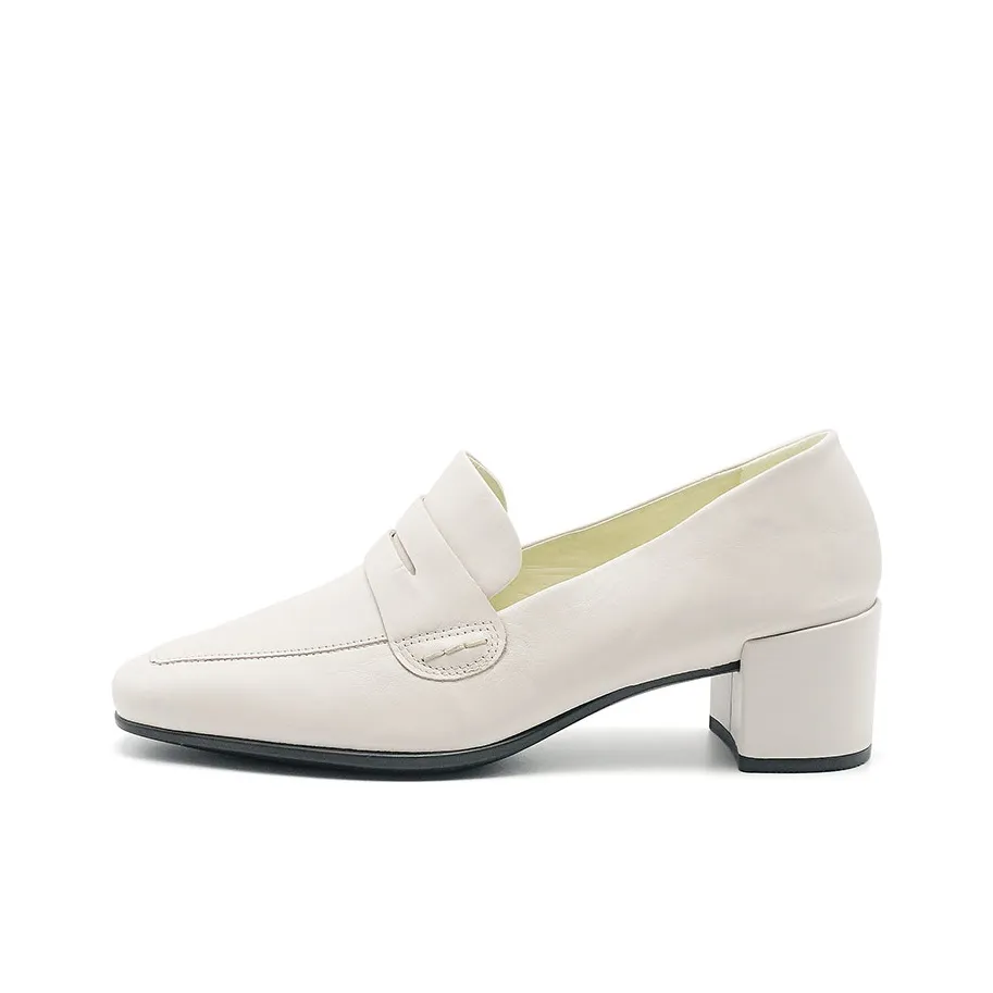 Ecco Квадратный каблук Высокие каблуки Женские Белый известняк