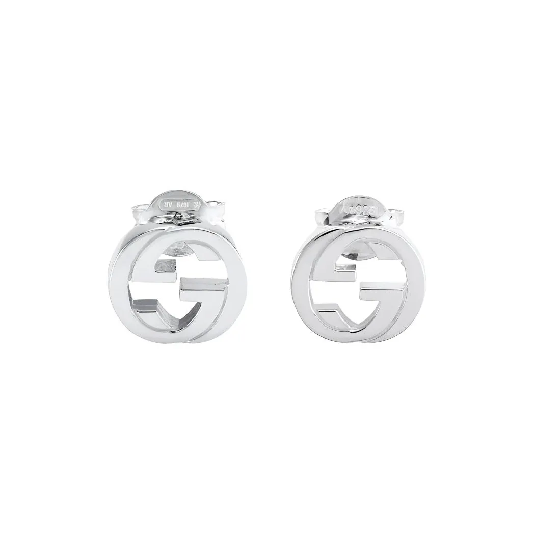 GUCCI 925 Sterling Silver Stud Earrings Women's Silver