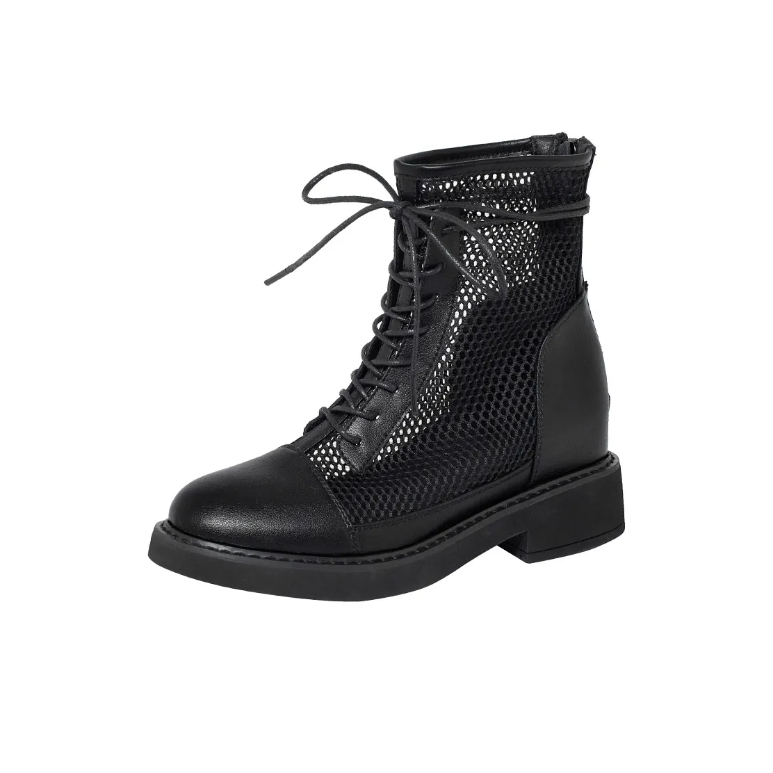 QINGZHUHU Ankle Boots Women's Beige/Black