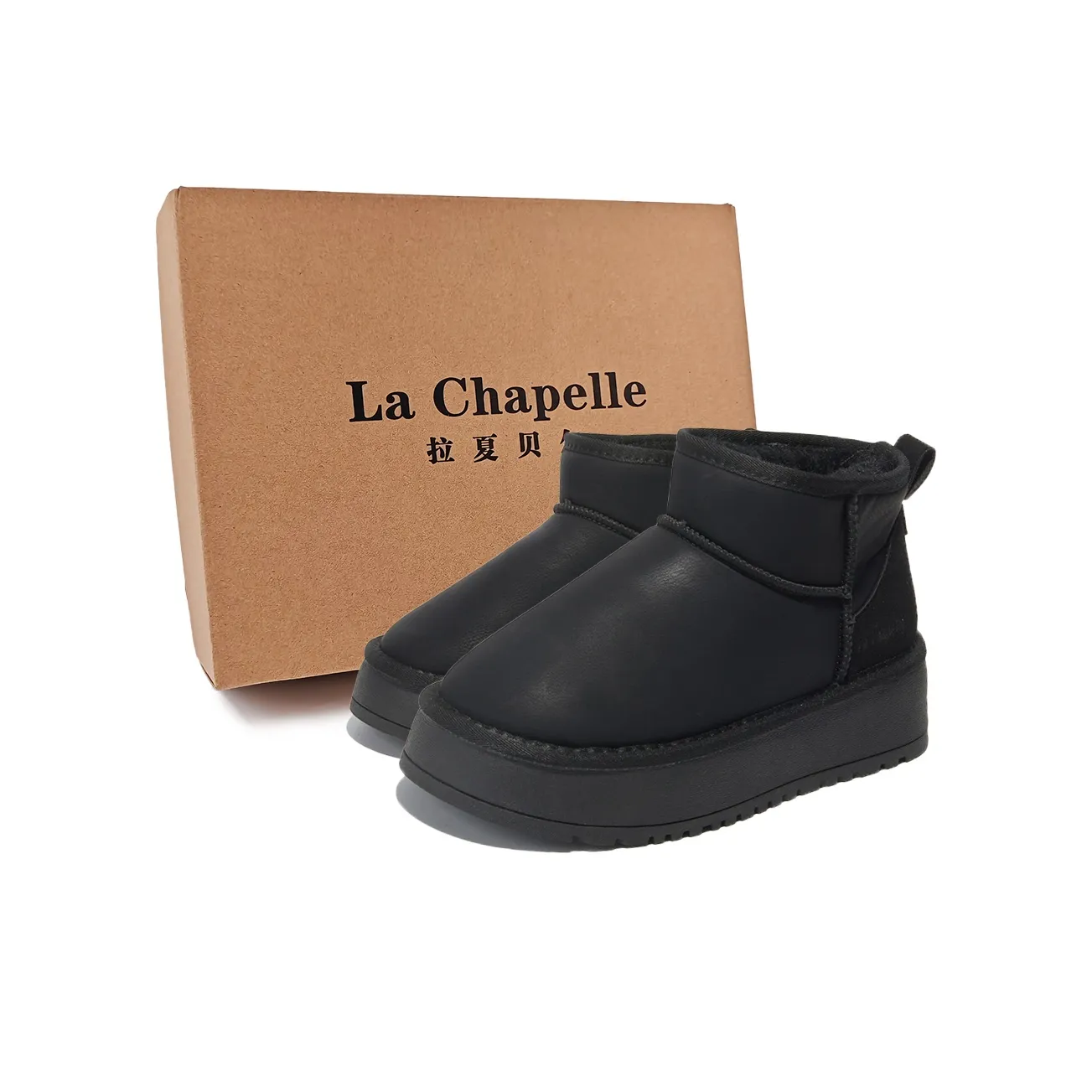 La Chapelle Термический Водонепроницаемый Устойчивый к Износу Короткие Снежные Ботинки Женские Черные