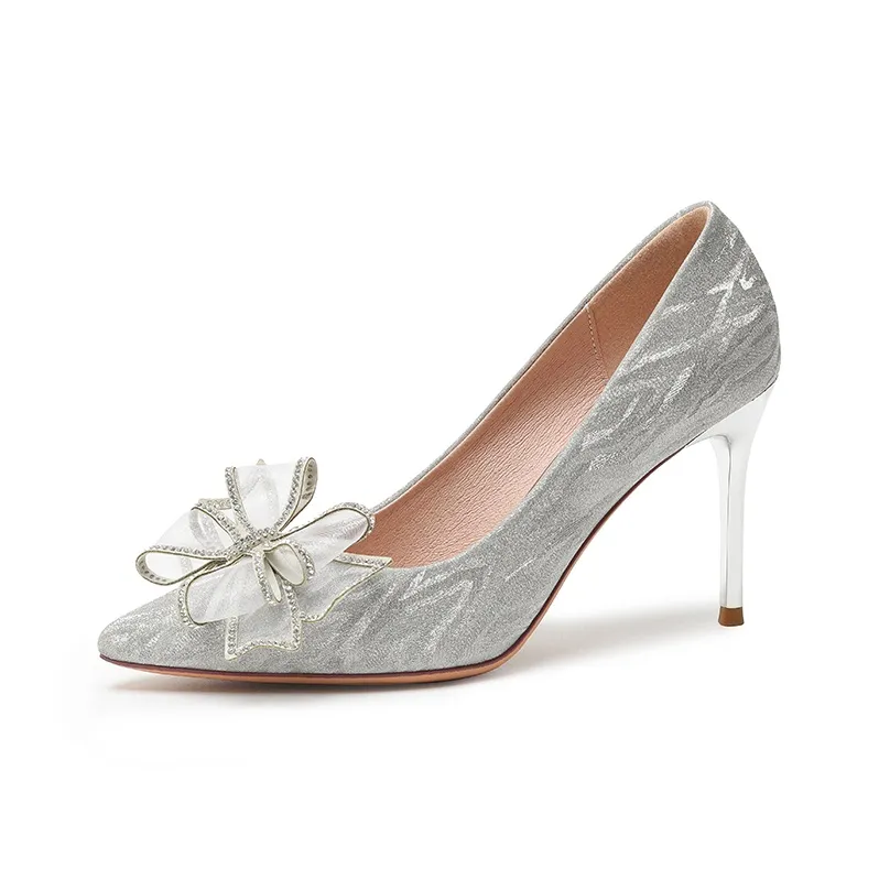 Dunnu Узкий каблук Высокие каблуки 9 см Женские Серебряные