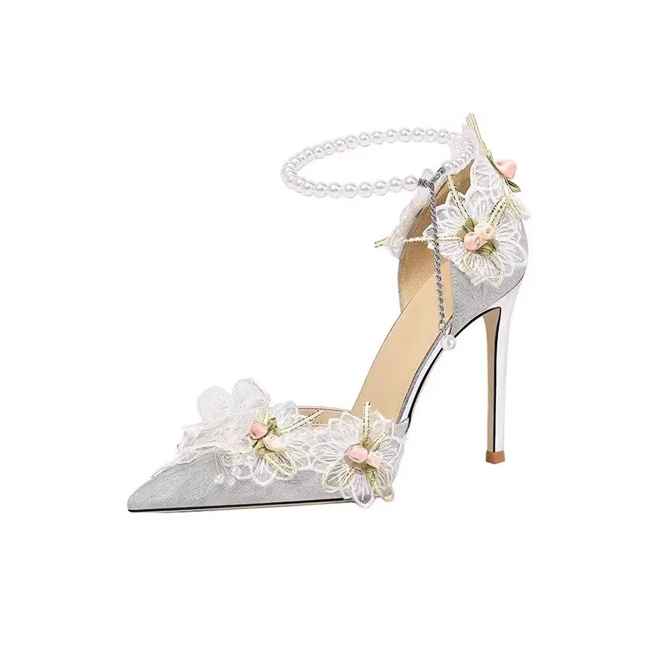 LIANGHUO Узкий каблук Высокие каблуки Женские Серебряные