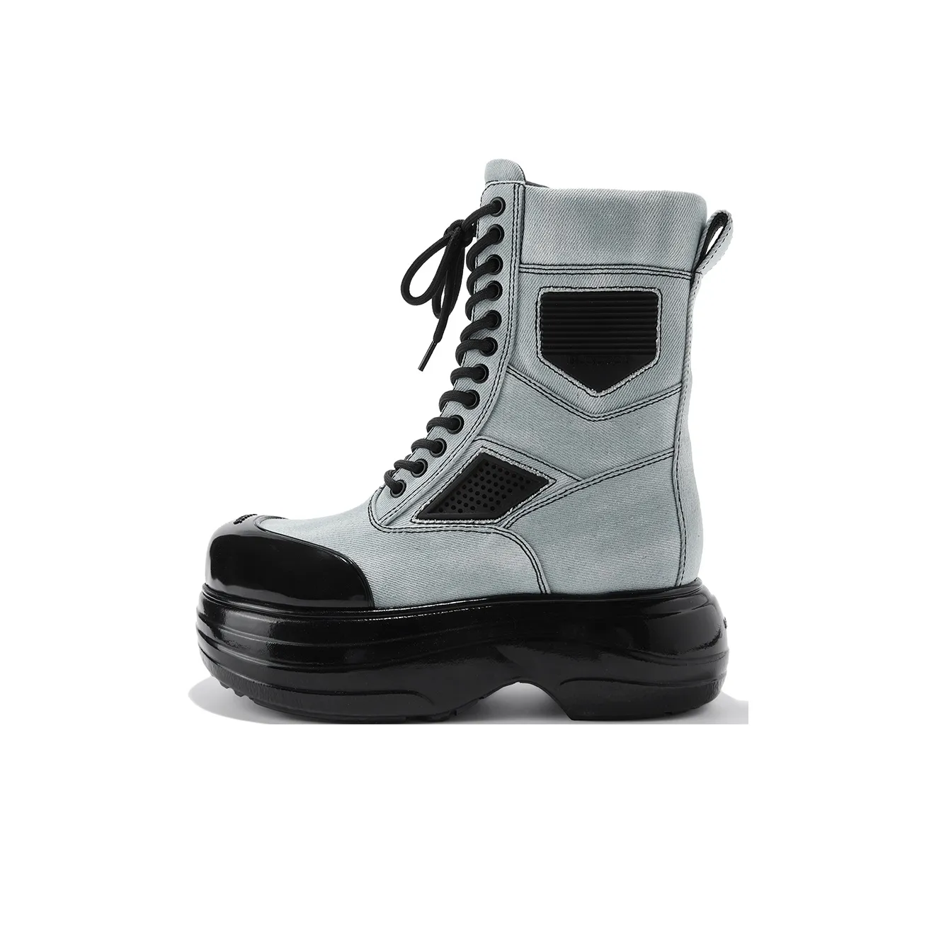 BLOCCO5 Короткий MID Голень Мартин Ботинок 5,5 см Женский Светло-синий