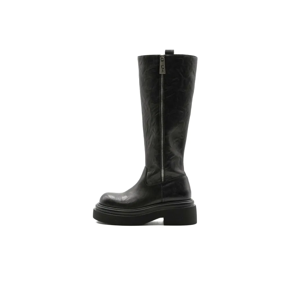 Little Sue Unique Design Trendy Fashion British Style Shiny Chelsea Long Boots Ultimate Knee high Boots Ultimate Women's