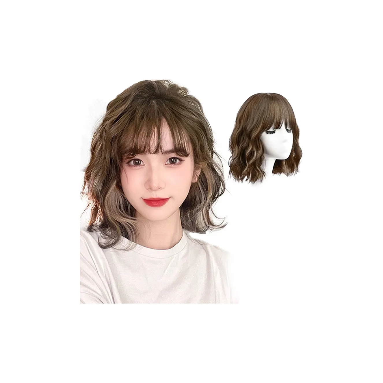 TIANKONGSHU Средний до Длинный Шерстяной Завиток Парики
