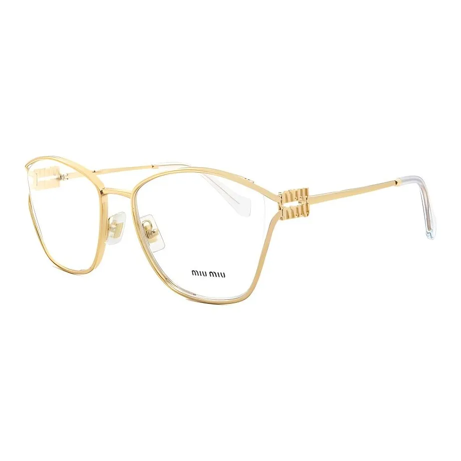 MIU MIU Metal Irregular Shape Eyeglass Frames Unisex Gold
