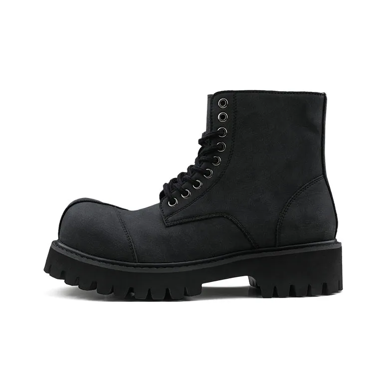 HANQIAORIJI Fission Коллекция Короткий Chunky Derby Martin Boots 5cm Унисекс Серый Черный