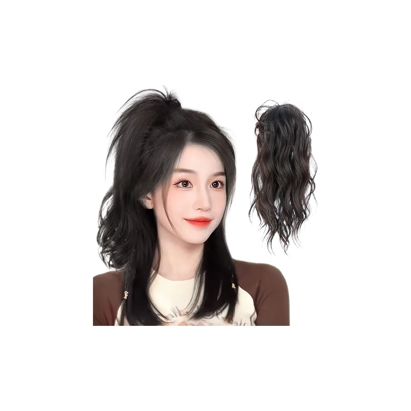 MUYAN Перука Длинные Волосы Реалистичные Волосы Сладкий Воздух Прохладные Кудрявые Волосы Спрей Заколка-краб Легкий Полувысокий Высокий Пони