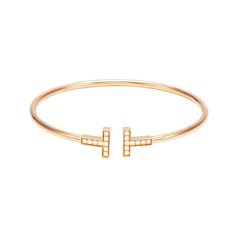TIFFANY & CO. T 18K Rose Gold Bangles Women's Gold
