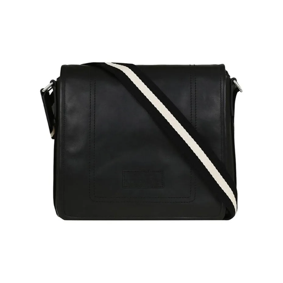 BALLY Leather Messenger Bag, Shoulder Bag, Crossbody Bag Trumpets Men's Black