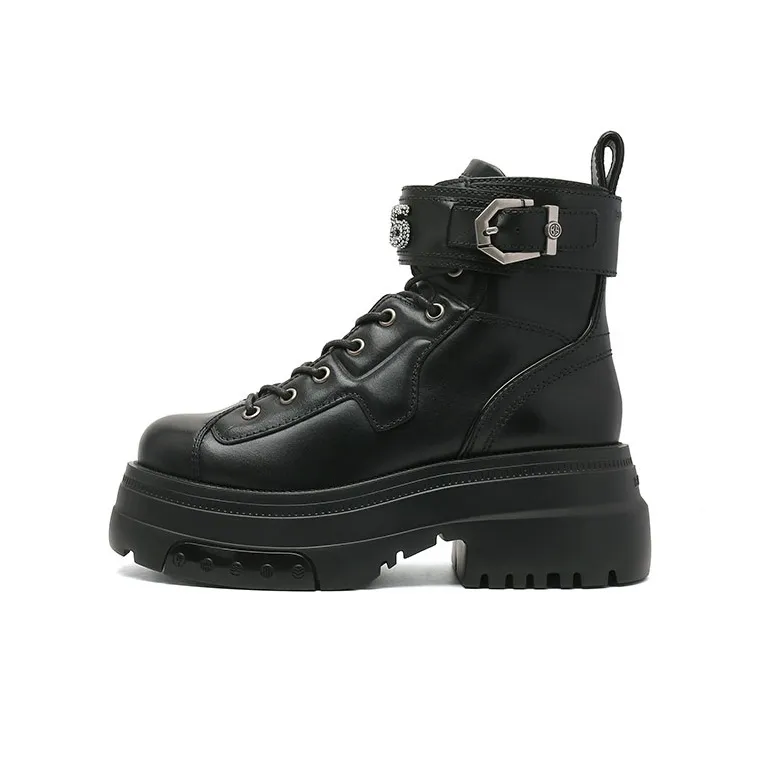 BLOCCO5 Короткий Мартин Ботинок 6,5 см Женский Черный