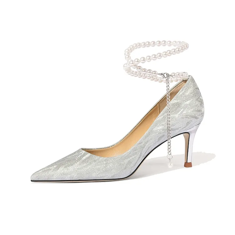 Lily Wei Forever Keep In Mind Slim Heel High Heels Women's Silver