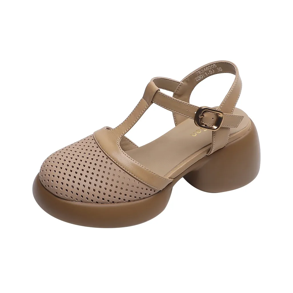 Mulinsen Rear Air Sandal Chunky Heel High Heels Approx. 6.5cm Women's