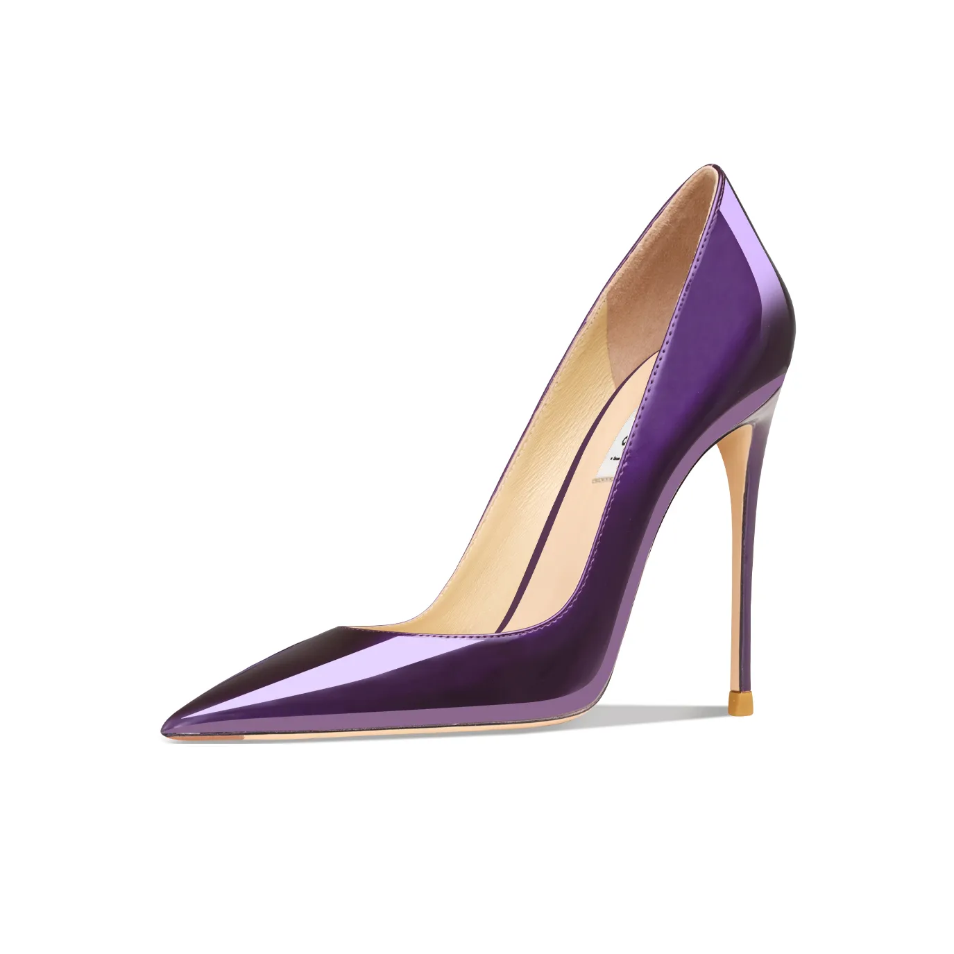 Suyymakk Узкий каблук заостренный носок высокие каблуки женские фиолетовый лакированная кожа
