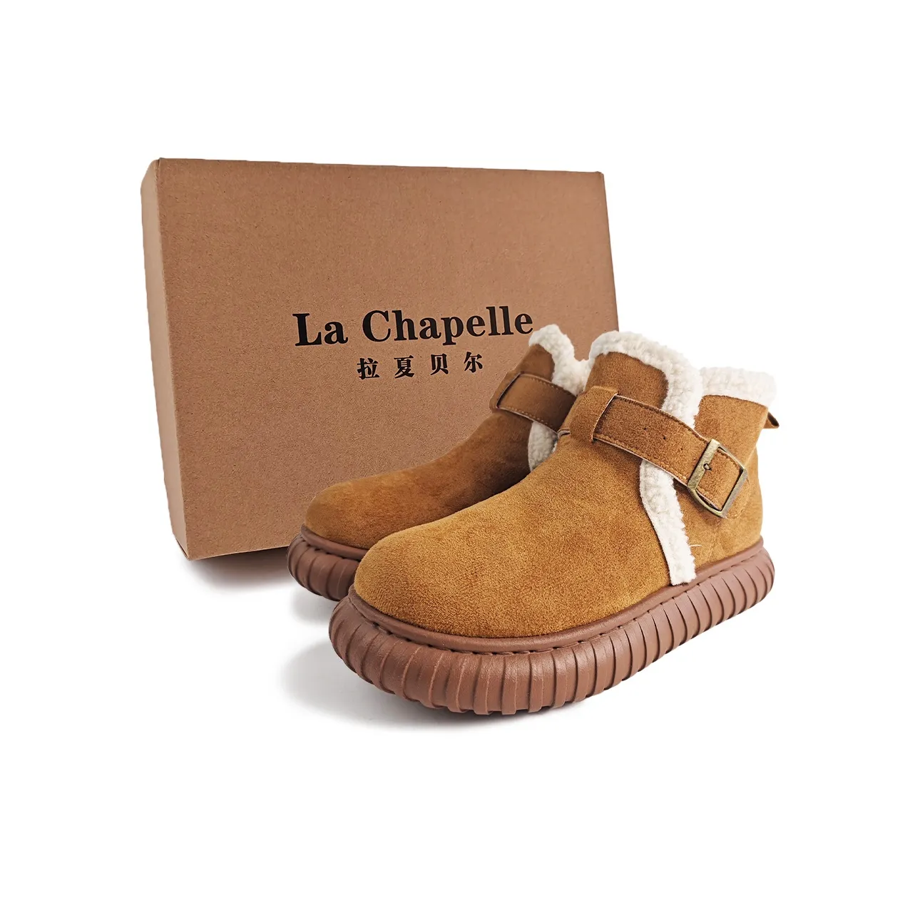 La Chapelle Модный Хлопок Ботинки Устойчивые к Износу Увеличение Высоты Короткие Снежные Ботинки Женские Желтые