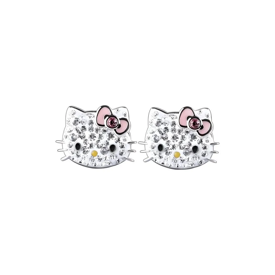 Swarovski Artificial Crystal Cat Head Stud Earrings Women's