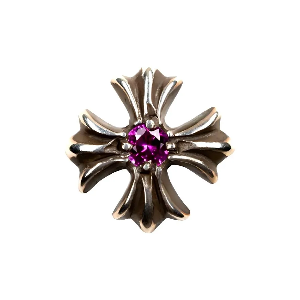Chrome Hearts 925 Sterling Silver, Sapphire Stud Earrings Women's Silver