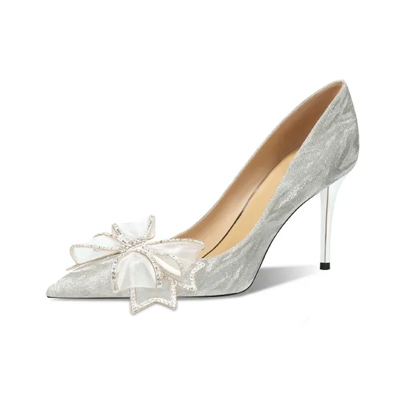 MCKP Купидон Любовь Узкий каблук Высокие каблуки 8 см Женские Серебряный