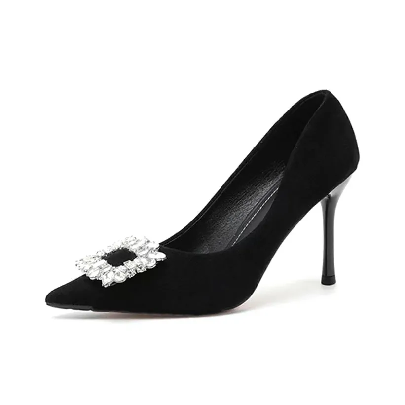 LUNNIFEIYA Mature Lady Slim Heel High Heels Women's Black