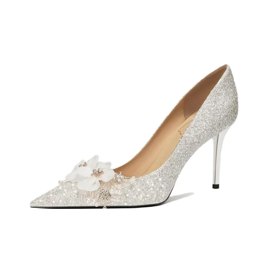 Zubumei Низкий каблук Высокий каблук Женский Жемчужно-белый