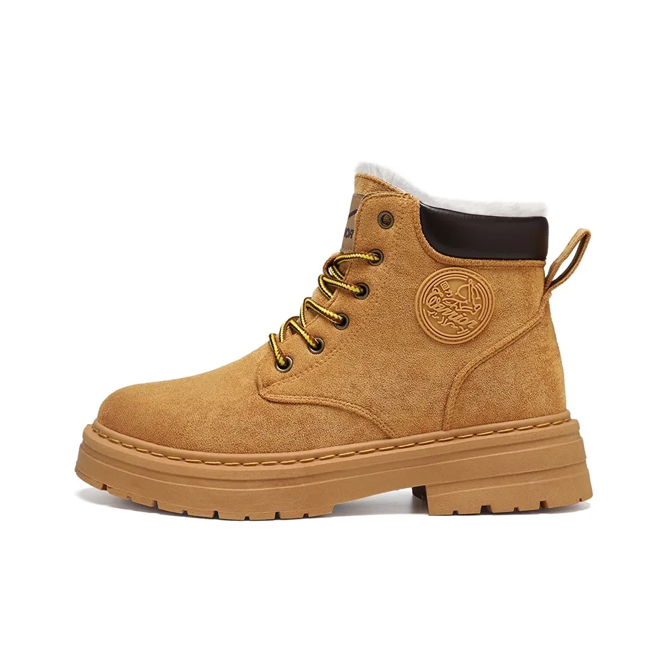 Warrior Минималистский стиль Пара Универсальный Classic Vintage Замша Желтый Ботинки Crew Мартин Boot Унисекс