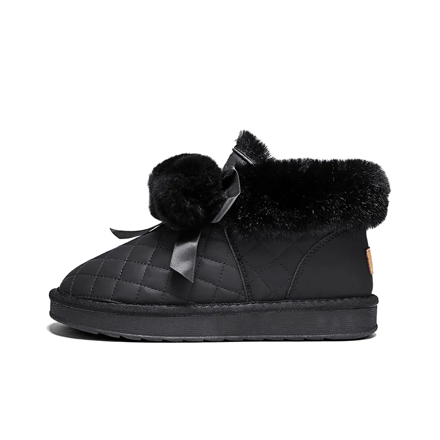 SNOW FLYING Warm Wear Resistant Cushioning For Height Increase Coverage Crew Snow Boots Women's Black
